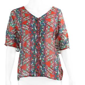 Abstract Print Button Down